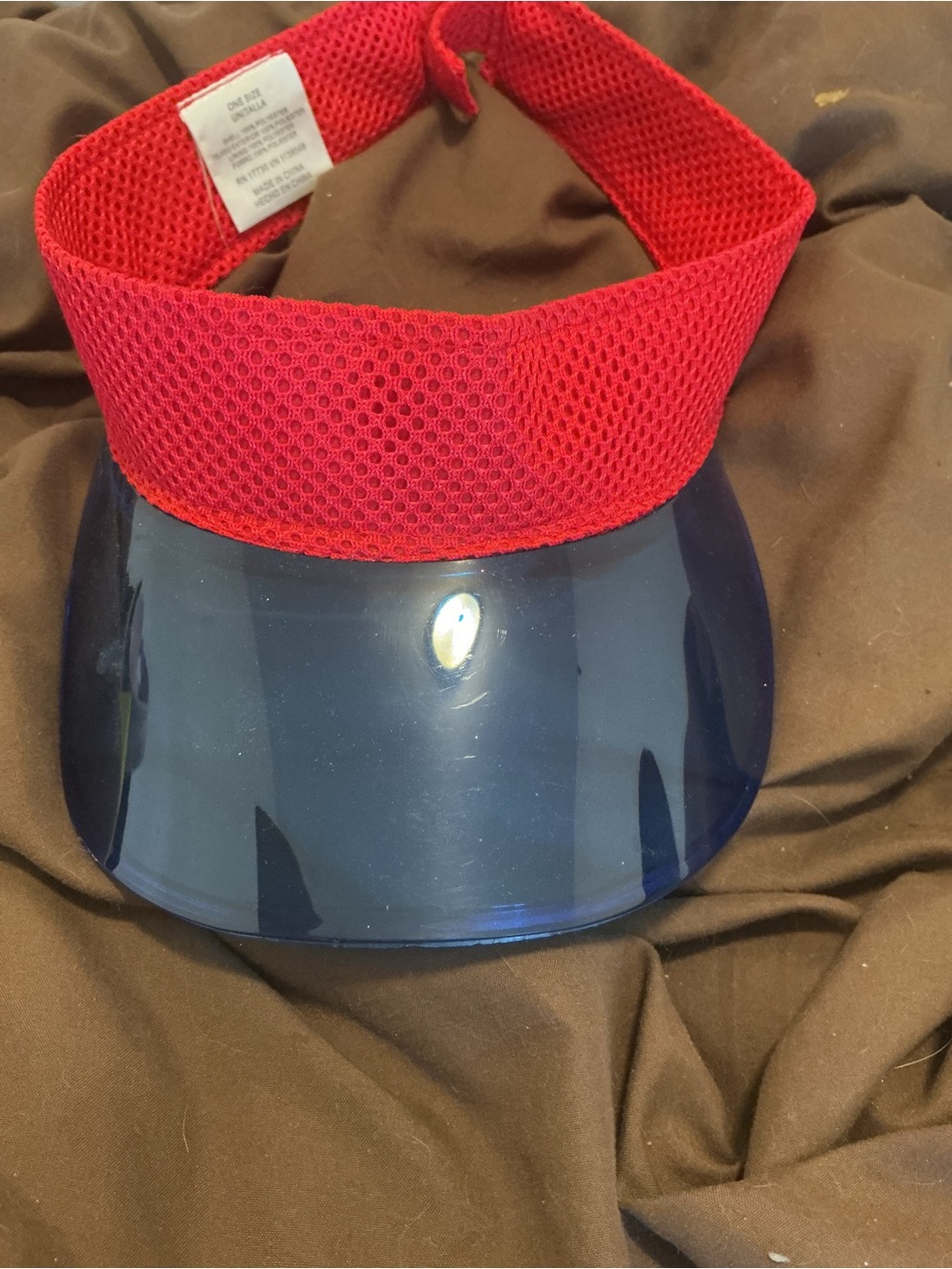 Red Mesh Sports Visor with Blue Tinted Brim